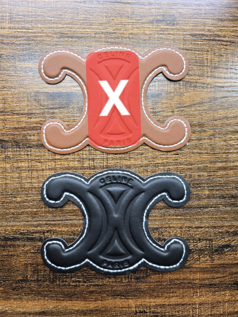 Fashion Inspired Faux Leather Logo Patches in Brown or Black Patch